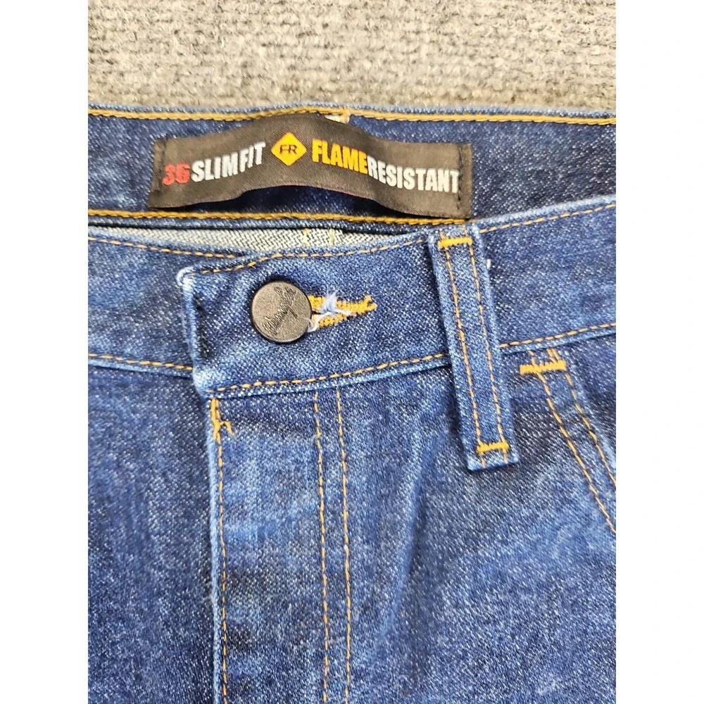 Wrangler FR Flame Resistant Slim Fit Jeans Mens 34x30 Workwear Blue Denim 1645